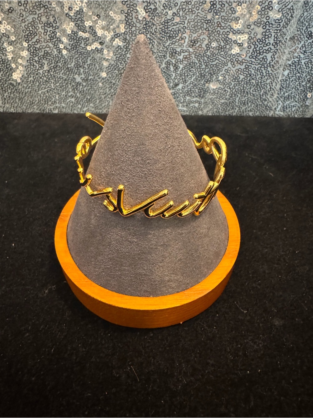Louis Vuitton Gold Script Cuff Bracelet